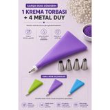 BEYZANA 7 Parça Karışık Renk Krema Sıkma Torbası Seti Pasta Krema Kek Süsleme Torbası Paslanmaz Çelik Uçlu