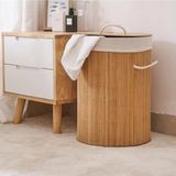 Beyzana Bambu Katlanır Naturel Oval Banyo Doğal Bambu Renkli Beyaz Çamaşır Kirli Sepeti - Oyuncak Sepeti K - 0 - Kahverengi