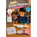 BEYZANA Büyük Boy 20 x 30 Cm Işıklı LED Yazı Çizim ve Boyama Tahtası Stant ve 7 Adet Kalem Hediyeli