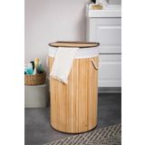 BEYZANA Katlanır Naturel Oval Banyo Bambu Çamaşır Kirli Sepeti
