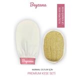 BEYZANA Lif Kabağı 2'li Set %100 Doğal Ve Ekru Banyo Duş Peeling Eldiveni %100 Floş Peeling Eldiveni