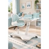 BEYZANA Mavi Çocuk Çalışma Masası ve Sandalye Seti Mobil Masa Ayarlanabilir Ergonomik Tasarım