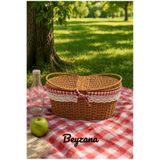 BEYZANA Piknik Hasır Model Oval Piknik Sepeti