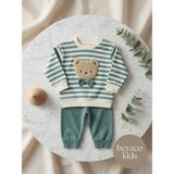 Beyzco Kids Erkek Bebek Papyonlu Ayı Baskılı Alt Üst Takım - 12 - 18 Ay - 00Yeşil