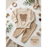 Beyzco Kids Erkek Bebek Papyonlu Ayı Baskılı Alt Üst Takım - 12 - 18 Ay - Açık Kahve