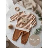 Beyzco Kids Erkek Bebek Papyonlu Ayı Baskılı Alt Üst Takım - 6 - 9 Ay - 0-Kahverengi