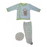 Beyzi Bebek Pijama Takımı Ayaklı Şapkalı 3 Parça 0-6 Aylık