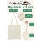 Bez Çanta 30X40cm 10 Adet Boyanabilir Baskısız Bez Çanta Kulplu Ham Bez Çanta Boyama Çantası Etkinlik Okul Kreş