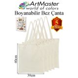 Bez Çanta 30X40cm 5 Adet Boş Boyanabilir Baskısız Bez Çanta Kulplu Ham Bez Çanta Boyama Çantası Etkinlik Okul Kreş