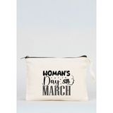 Bez Çanta Dünyası Kadınlar Günü Temalı Ham Bez Clutch Çanta - 25*15 - 10A-Bej