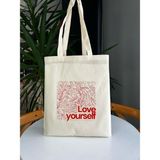 Bez Çanta Dünyası Love Yourself Kanvas Omuz Çantası - 35*40 - 10A-Bej
