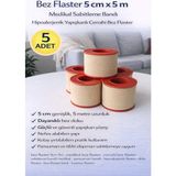 Bez Flaster 5 Cm X 5 M Medikal Sabitleme Bandı Hipoalerjenik Yapışkanlı Cerrahi Bez Flaster 5 Adet