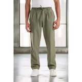 Bezayağı Kumaş Relax Fit Duble Paça Jogger Pantolon - Avcı Yeşili