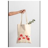 bezçantadünyası Gelincik Baskılı Ham Bez Çanta