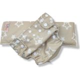 Bezhane Baby Yıkanabilir Bebek Bezi Cepli Yıldızlı Kapiçino (3KG-12KG)+1 Numara 7 Katlı Emici Ped - tek