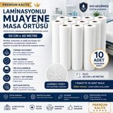 Bezos 10’lu Premium Laminasyonlu Muayene Masa Örtüsü 50 cm x 40 Metre | Lamineli Muayene Masa Sedye Örtüsü | 10 Rulo 1000 Yaprak Hijyenik Klinik Örtüsü
