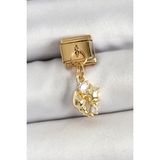 Bezos 316L Çelik Sallantılı Zirkon Taşlı Deniz Kabuğu ve Yıldız Model Gold Renk Nomination Charm