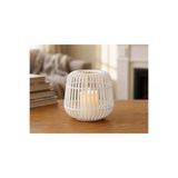 Bezos 3D Baskı Modern Kafes Tasarımlı Dekoratif Mumluk - Tealight Mumluk, Masaüstü Ev ve Ofis Dekoru-Beyaz