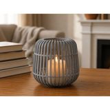 Bezos 3D Baskı Modern Kafes Tasarımlı Dekoratif Mumluk - Tealight Mumluk, Masaüstü Ev ve Ofis Dekoru-Gri