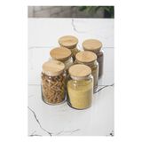 Bezos 6 Lı Set Bambu Kapaklı Cam Kavanoz & Erzak Saklama Kabı 800 ml Orta Boy ( Vakum Kapak ) - 0 Siyah - Belirtilmemiş