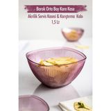 Bezos Akrilik Barok Mürdüm Orta Boy Kare Meyve & Salata Kasesi & Karıştırma Kabı / 1,5 Lt (Cam Değildir)