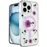 Bezos Apple iPhone 16 Pro Uyumlu Kılıf Daisy Simli Magsafe Kapak - Mor - 3030 Sempatik