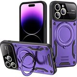 Bezos Apple iPhone 16 Pro Uyumlu Kılıf Joy Lens Standlı Kapak - Mor - 3030 Sempatik