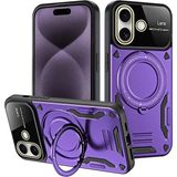 Bezos Apple iPhone 16 Uyumlu Kılıf Joy Lens Standlı Kapak - Mor - 3030 Sempatik