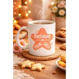 Bezos Believe In Yourself Porselen Kupa Model 127 – Motivasyon Mesajlı, Kahve & Çay Kupası, Sevdiklerine Anlamlı Hediye - Seçenek - 001 - Beyaz