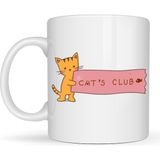 Bezos Cat’s Club Kedi Desenli Porselen Kupa Model 68 – Sevimli Turuncu Kedi Figürlü, Kahve & Çay Kupası, Kedi Severlere Özel Hediye - Seçenek - 001 - Beyaz