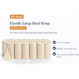 Bezos Elastik Sargı Bezi Krep 15 cm x 4 M 50 Adet Esnek Krep Bandaj Elastik Sargı Bezi Seti - 0 - 1 Ay