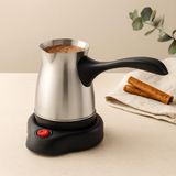 Bezos Elektrikli Çelik Cezve - Türk Kahvesi 500 ml (6 Fincan) 600W 360° - 00-Siyah - Beyaz