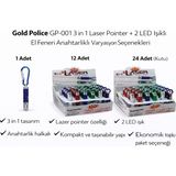 Bezos Gold Police GP-001 3 In 1 Laser Pointer + 2 LED Işıklı El Feneri Anahtarlıklı
