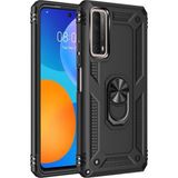 Bezos Huawei P Smart 2021 Kılıf Sofya Yüzüklü Silikon Kapak - Siyah - 3030 Sempatik