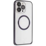 Bezos Joko Apple iPhone 14 Pro Uyumlu Kılıf Metal Bumper Magneticsafe Kapak - Derin Mor - 3030 Sempatik
