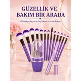 Bezos Kadın Makyaj ve Kişisel Bakım Seti 12’li Mor Makyaj Fırçası Kaş Düzeltici ve Manikür Tırnak Bakım Seti - Belirtilmemiş