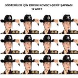 Bezos Kovboy Şerif Şapkası Siyah 12 Adet - Kostüm, Parti ve Gösteri Şapkası