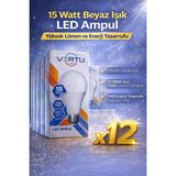 Bezos LED Ampul 15 Watt Beyaz Işık 6500K Yüksek Lümen E27 Duy Enerji Tasarruflu 12 Adet - 10 - 20 W