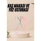Bezos Mey Ithalat® Kavisli Kaş Kirpik Düzeltici Bıyık Alma Taraklı Kaş Makası Yüz Bakım Seti Makas