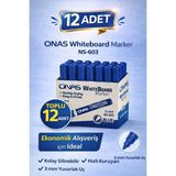 Bezos Onas Whiteboard Marker NS-603 Mavi Tahta Kalemi 3 mm Yuvarlak Uç 12 Adet - Renkli - Belirtilmemiş