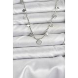 Bezos Pirinç Gümüş Renk Yonca Model Kadın Kolye