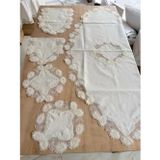 Bezos Salon Takımı Çeyizlik Runner Set 5 Parça Keten Masa Örtüsü Runneri Flowers