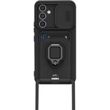 Bezos Samsung Galaxy A25 5g Kılıf Zuma Kartvizitli Yüzüklü Silikon - Siyah