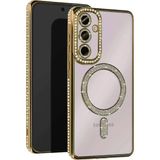 Bezos Samsung Galaxy A35 5g Uyumlu Joke Simli Magneticsafe Kılıf - Gold - 3030 Sempatik