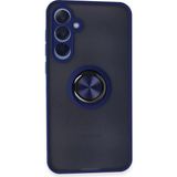 Bezos Samsung Galaxy A35 5g Uyumlu Kılıf Montreal Yüzüklü Silikon Kapak - Lacivert - 3030 Sempatik