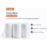 Bezos Sargı Bezi 15 cm x 10 M 3 Adet Pamuklu Hidrofil Gazlı Bez Rulo Sargı Bezi Seti