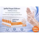 Bezos Şeffaf Poşet Eldiven 100’LÜ 5 Kutu Tek Kullanımlık Pe Eldiven Pudrasız Gıda Uyumlu Hijyen Eldiveni 500 Adet
