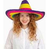 Bezos Sombrero Meksika Şapkası Renkli Örme Hasır Çocuk Boy
