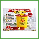 Bezos Tıbbi Atık Kovası 10 Litre 1 Adet Kapaklı Tıbbi Atık Kutusu Enfekte Atık Kovası Arz