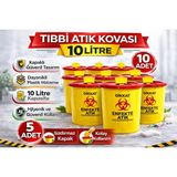 Bezos Tıbbi Atık Kovası 10 Litre 10 Adet Kapaklı Tıbbi Atık Kutusu Enfekte Atık Kovası Seti - 000-Siyah - Belirtilmemiş